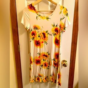 Popyoung women’s size small Summer sunflowers Floral dress